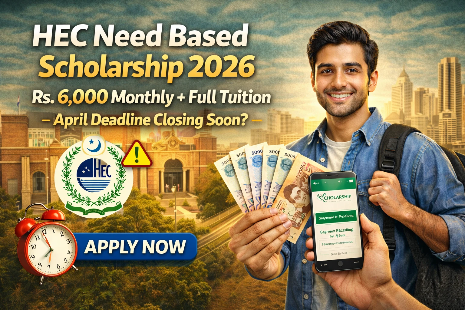 HEC Need Based Scholarship 2026: Rs. 6,000 Monthly + Full Tuition - April Deadline Closing Soon?
