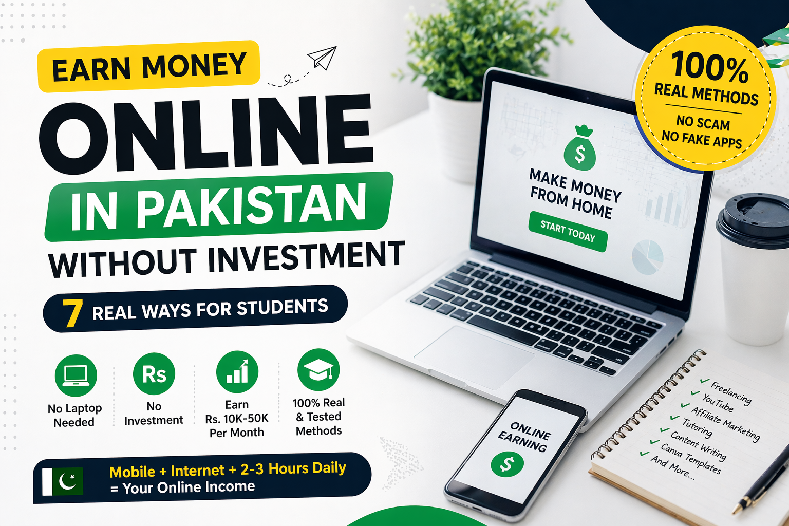 Earn Money Online in Pakistan Without Investment 2026: 7 Real Ways